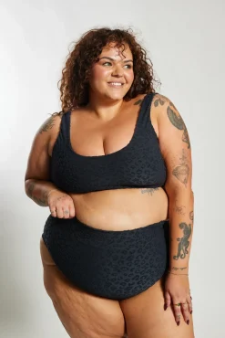 Inknown Swim Gia Bikini Top Curve - Textured Leopard Charcoal