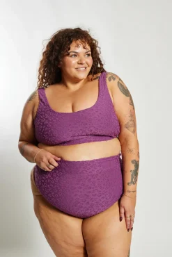 Inknown Swim Ginger Bikini Bottom Curve - Textured Leopard Grape