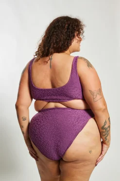 Inknown Swim Ginger Bikini Bottom Curve - Textured Leopard Grape