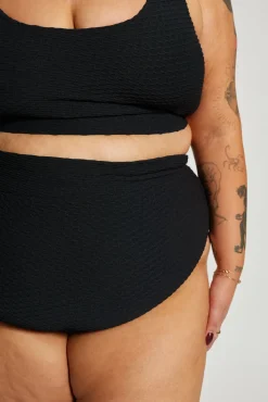 Inknown Swim Ginger Bikini Bottom Curve - Black Waffle