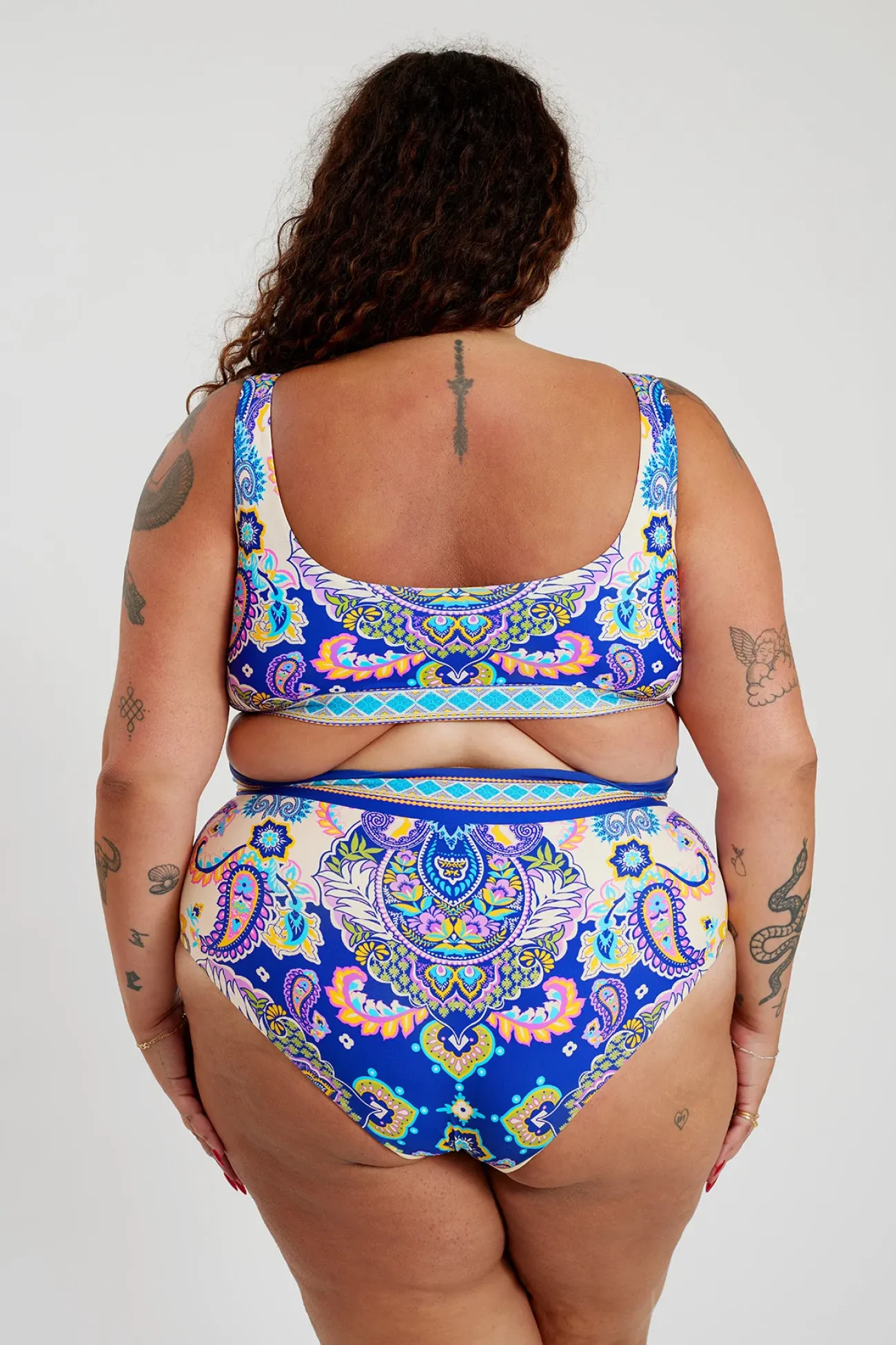 Inknown Swim Ginger Bikini Bottom Curve - Peacock Swirls
