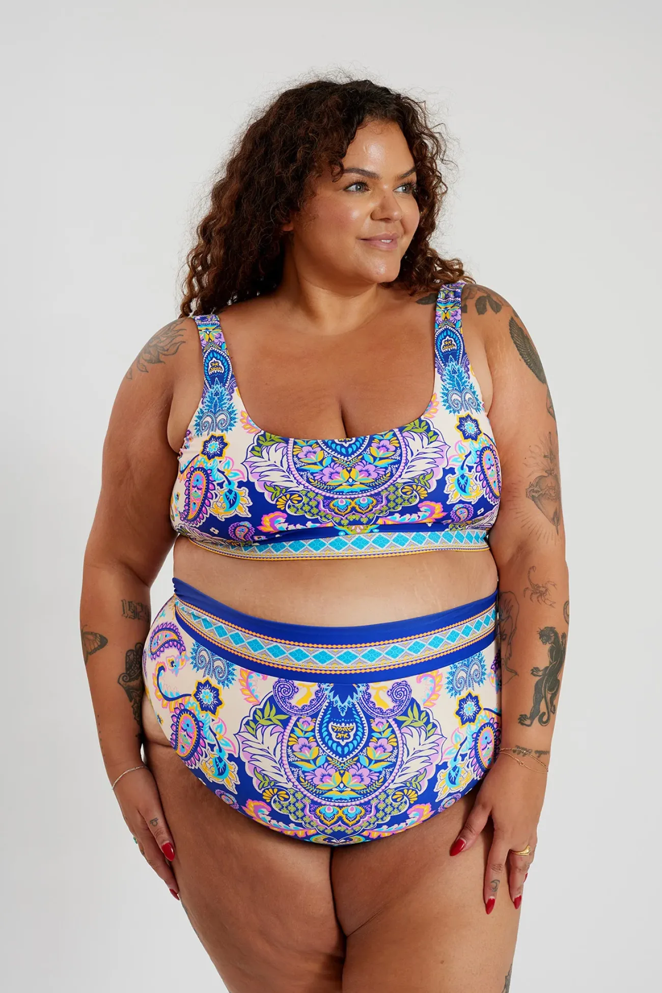 Inknown Swim Ginger Bikini Bottom Curve - Peacock Swirls