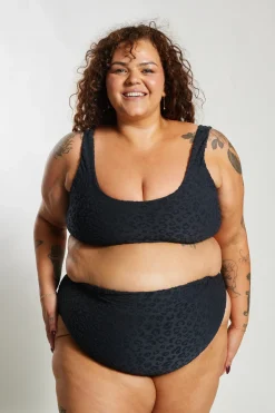 Inknown Swim Ginger Bikini Bottom Curve - Textured Leopard Charcoal