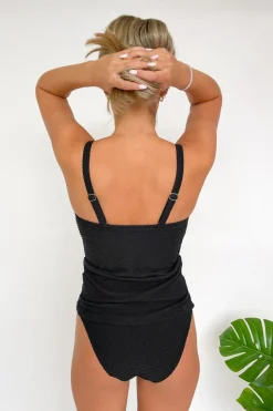 Inknown Swim Giselle Tankini Top - Black Waffle