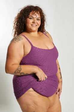 Inknown Swim Giselle Tankini Top Curve - Textured Leopard Grape