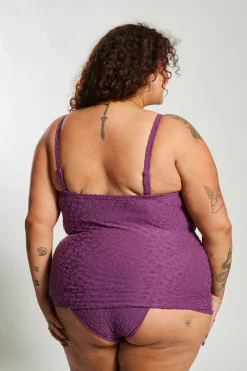 Inknown Swim Giselle Tankini Top Curve - Textured Leopard Grape