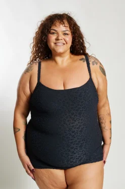 Inknown Swim Giselle Tankini Top Curve - Textured Leopard Charcoal