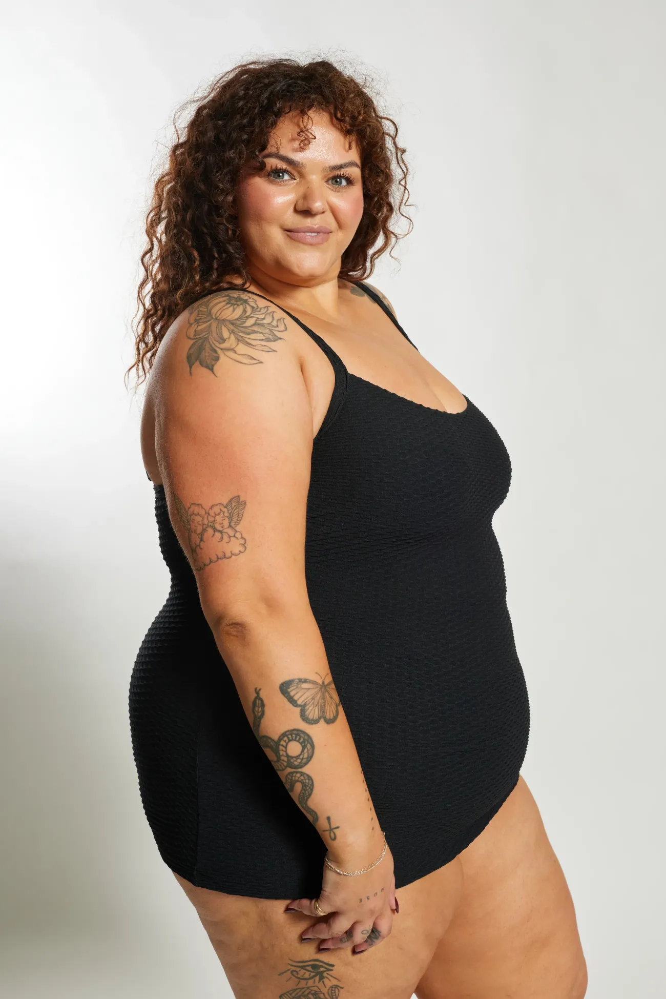 Inknown Swim Giselle Tankini Top Curve - Textured Leopard Charcoal