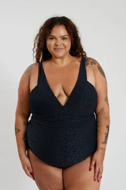 Inknown Swim Gwen One Piece Curve - Textured Leopard Charcoal