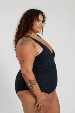 Inknown Swim Gwen One Piece Curve - Textured Leopard Charcoal