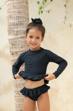 Kids Inknown Swim Mini Annie Rashie Set 02 - Textured Leopard Charcoal