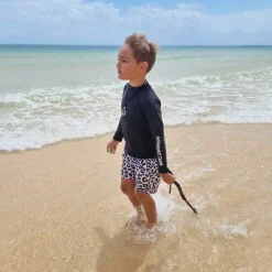 Kids Inknown Swim Mini Billy Rashie Top - Black on Black