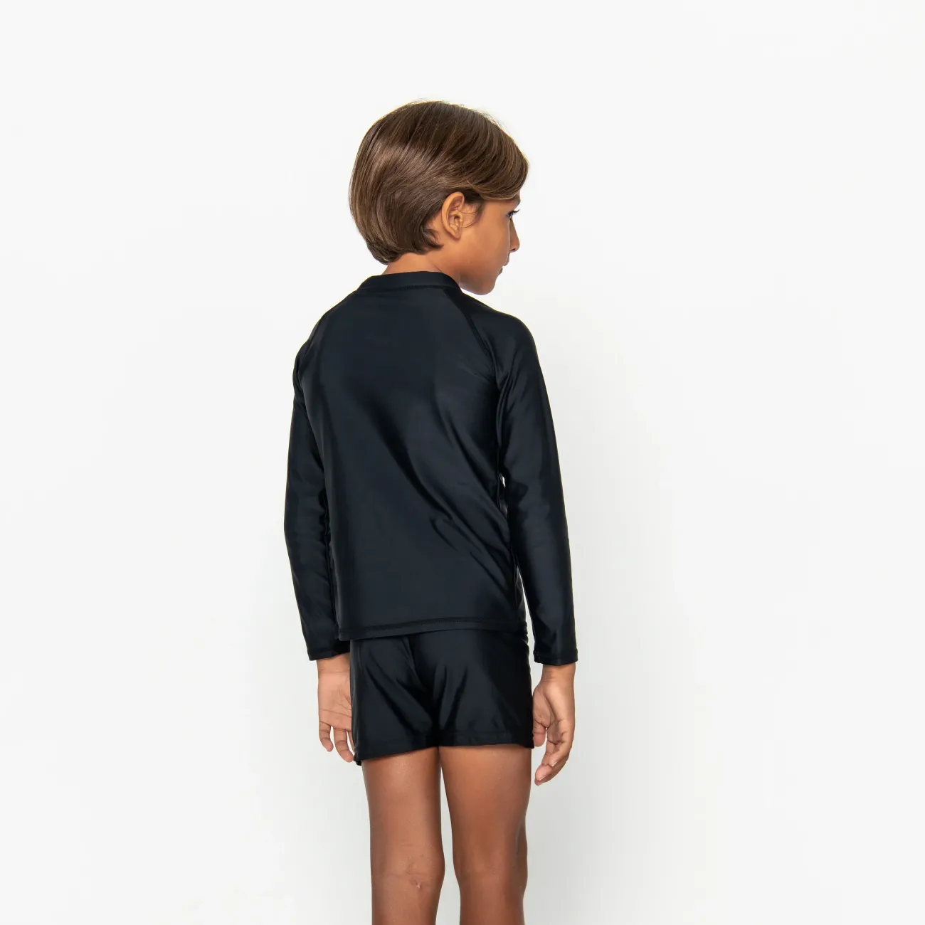Kids Inknown Swim Mini Billy Rashie Top - Black on Black
