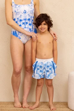 Kids Inknown Swim Mini Hank Board Shorts - Blue Jungle