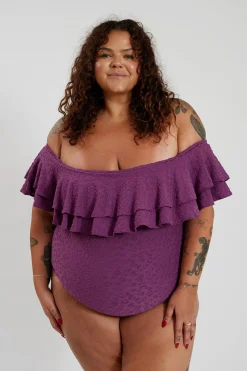 Inknown Swim Miranda 02 One Piece Curve - Textured Leopard Grape