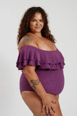 Inknown Swim Miranda 02 One Piece Curve - Textured Leopard Grape