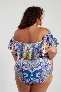 Inknown Swim Miranda 02 One Piece Curve - Peacock Swirls