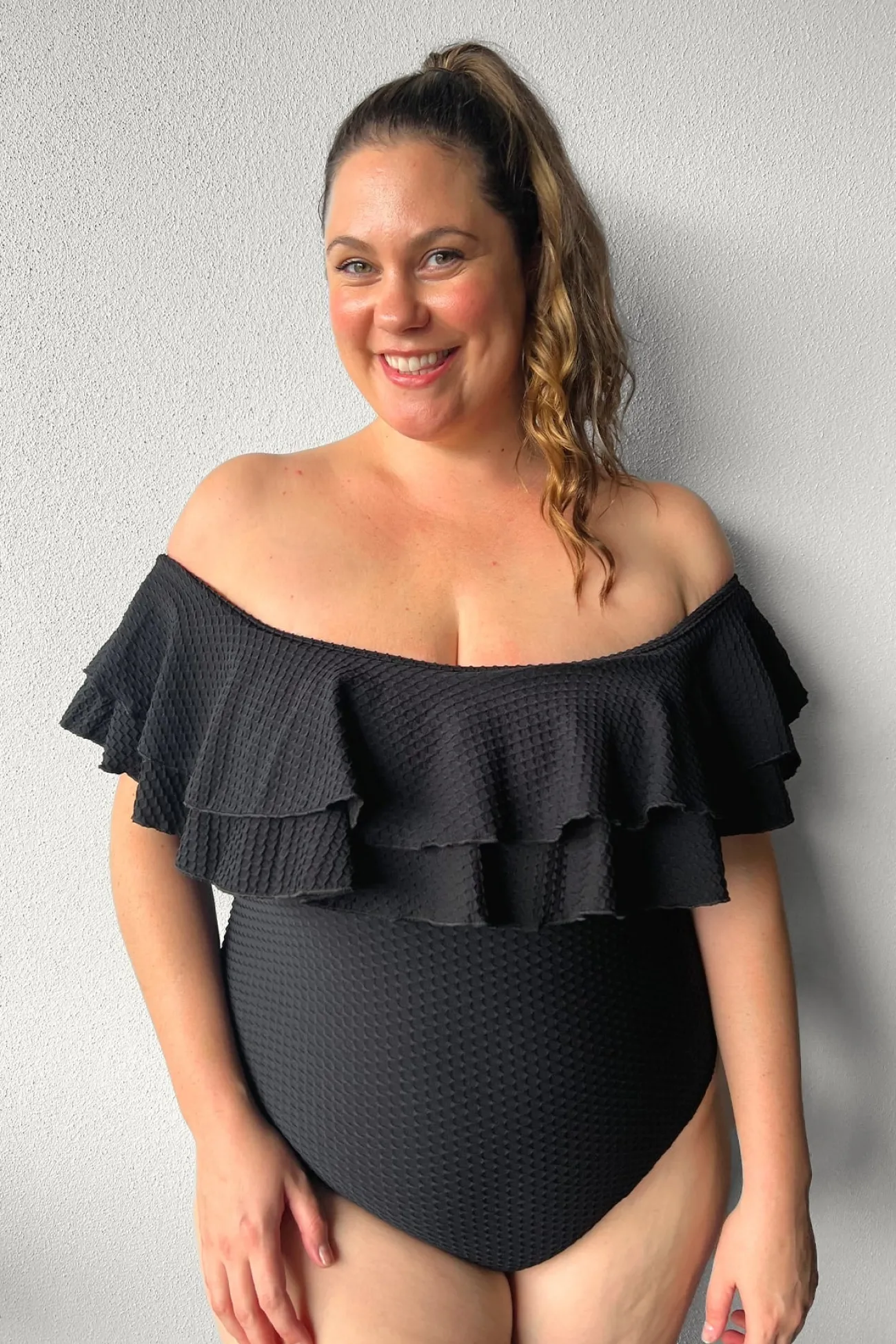 Inknown Swim Miranda One Piece - Black Waffle