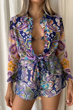 Inknown Swim Oceana Playsuit - Peacock Swirls