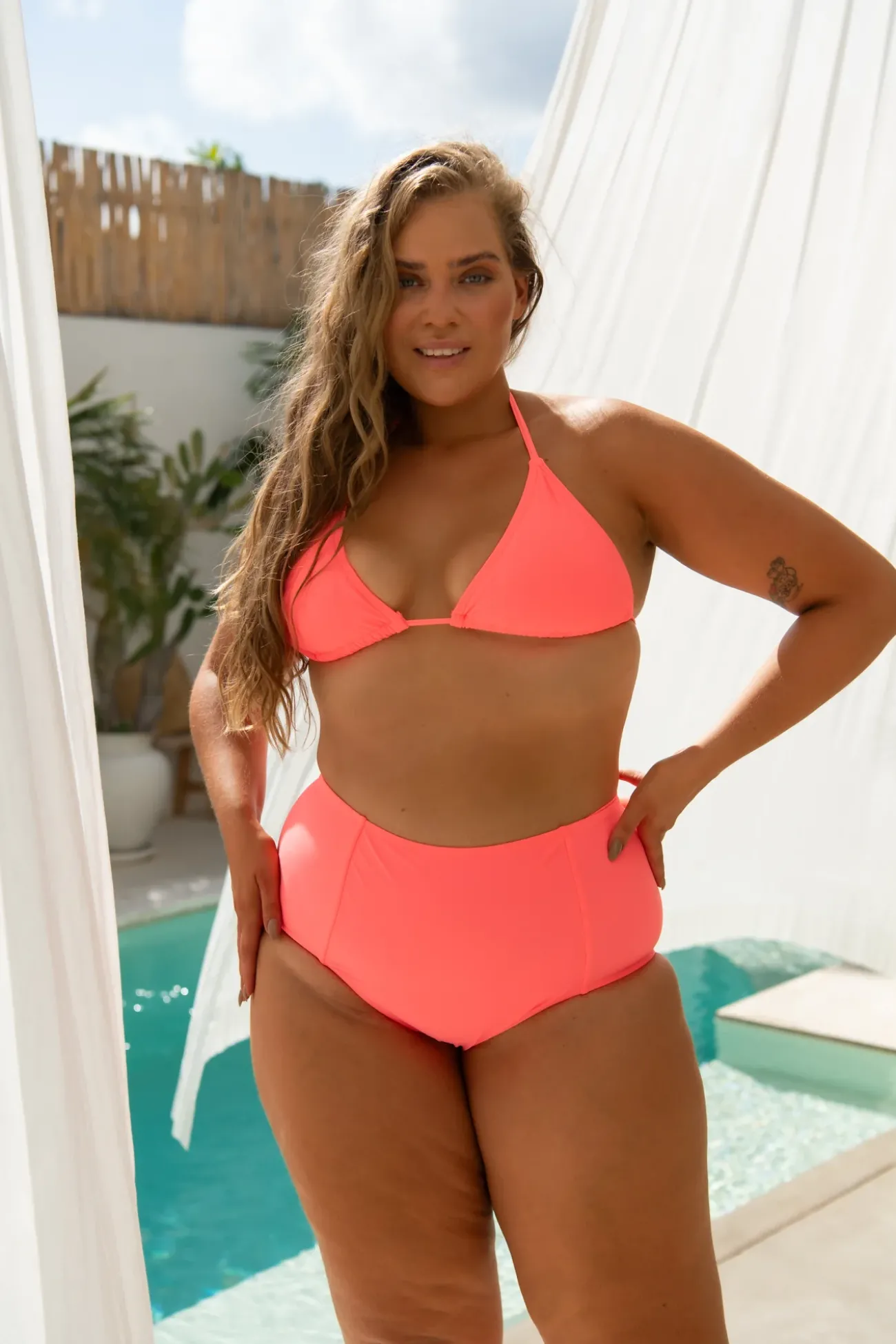 Inknown Swim Penelope Bikini Bottom - Fluorescent Coral