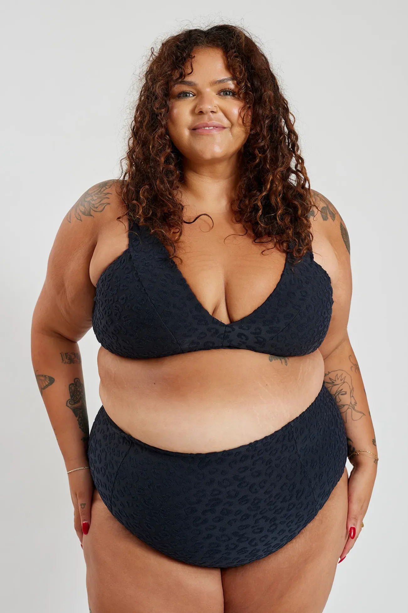 Inknown Swim Penelope Bikini Bottom Curve - Textured Leopard Charcoal