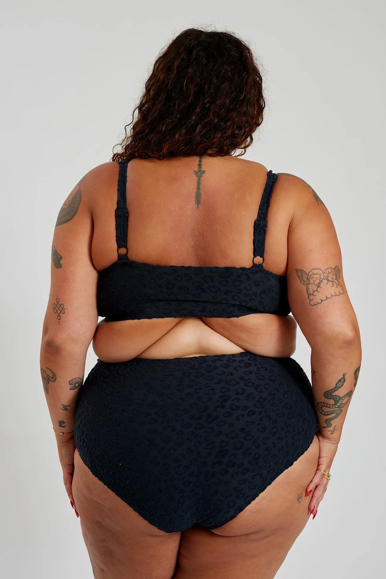 Inknown Swim Penelope Bikini Bottom Curve - Textured Leopard Charcoal