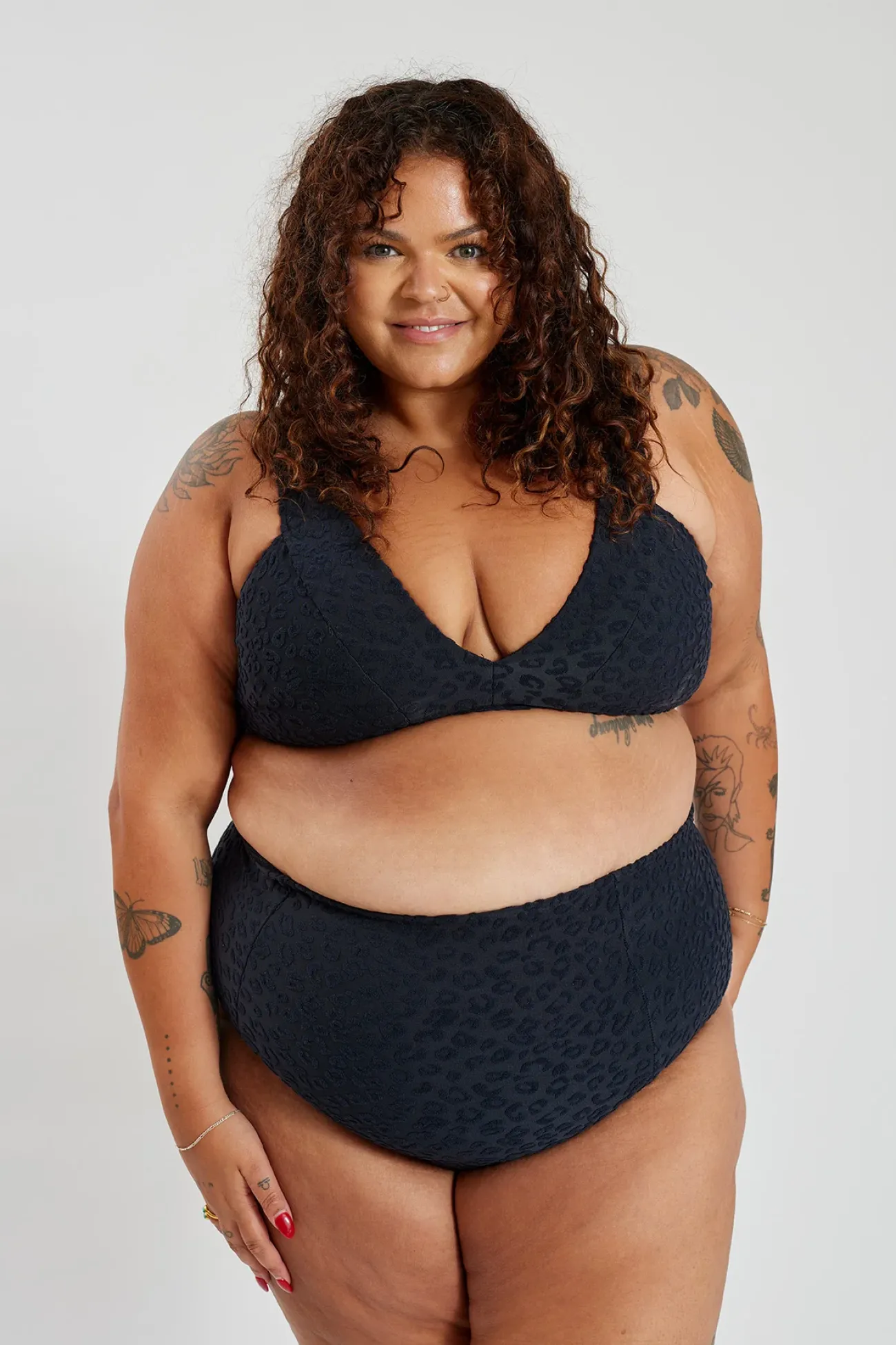 Inknown Swim Penelope Bikini Bottom Curve - Textured Leopard Charcoal